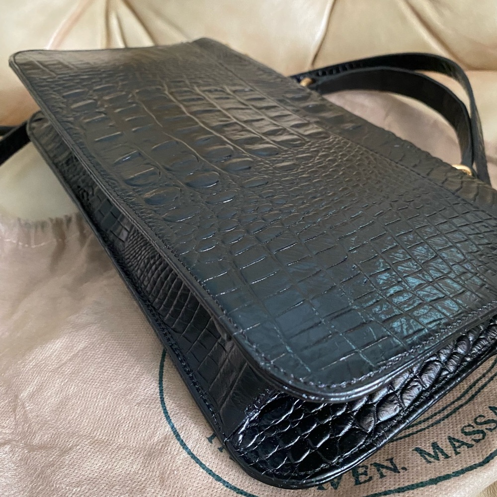 NWOT Vintage Brahmin Amata Rose Tassel Bag & Charm Leather Croc Lady FIRM PRICE - Picture 12 of 16